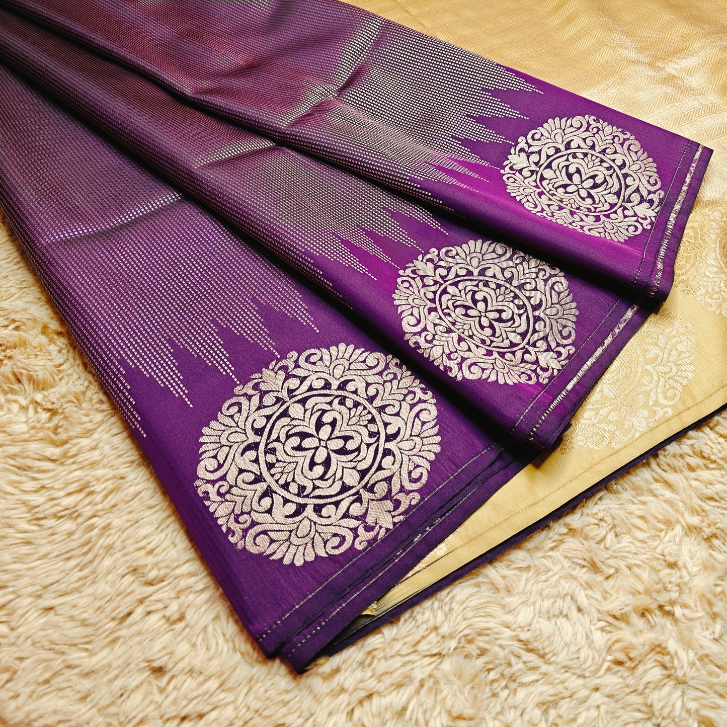 Purple soft silk brocade saree