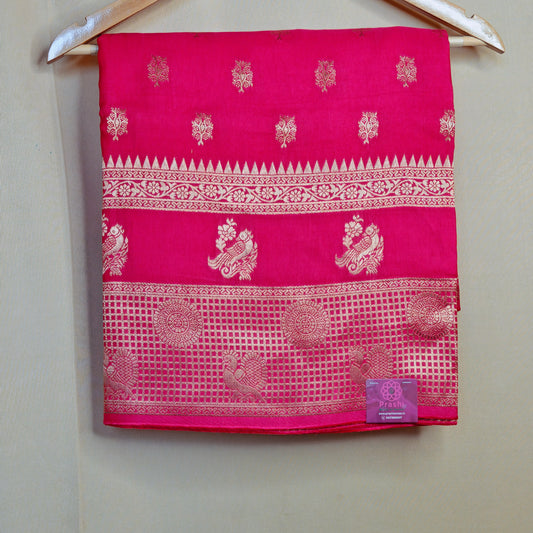 Pink Pure viscose crepe saree