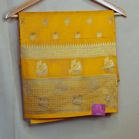Yellow Pure viscose crepe saree