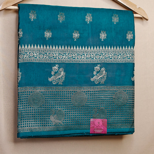 Rama Blue Pure viscose crepe saree