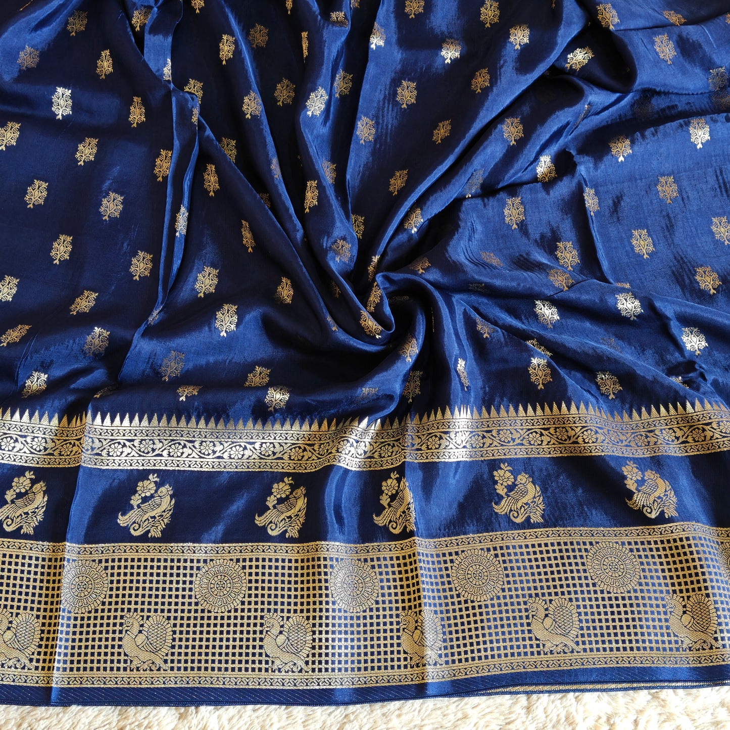 Navy Blue Pure viscose crepe saree