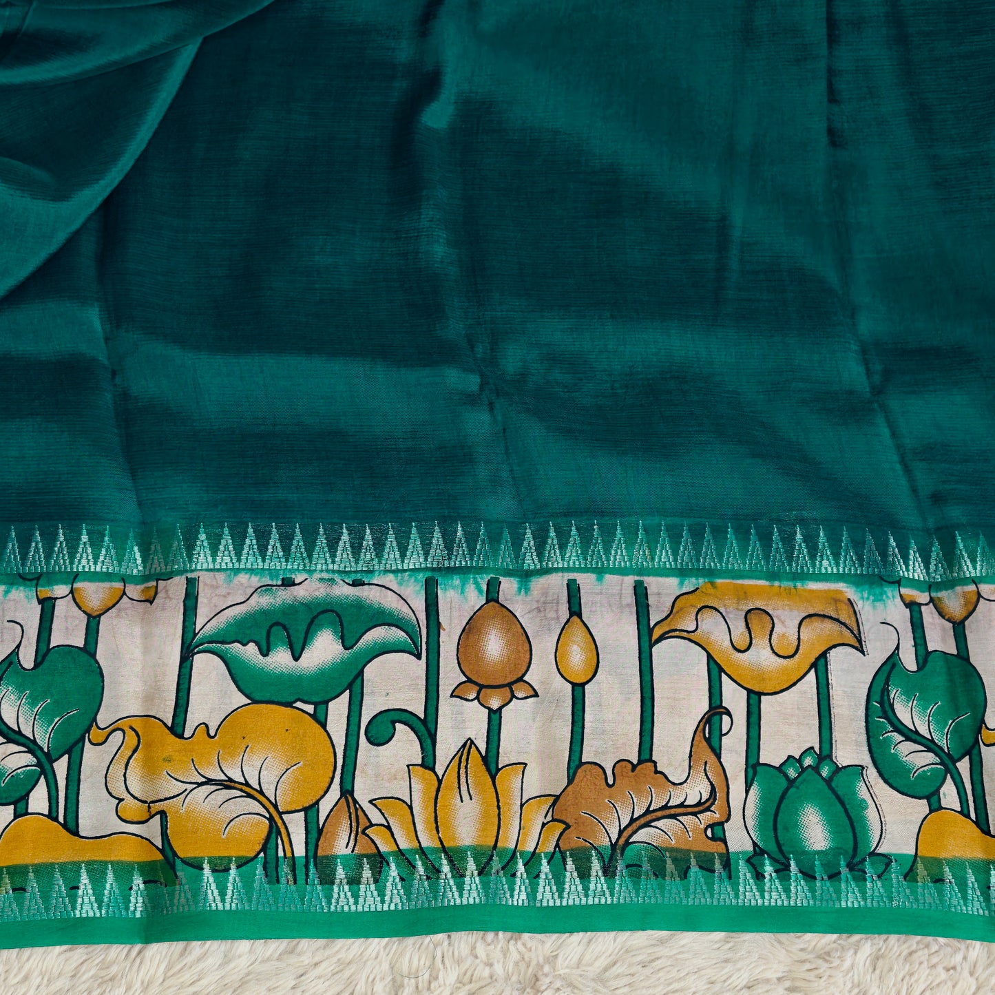 Rama green chennur silk kalamkari saree