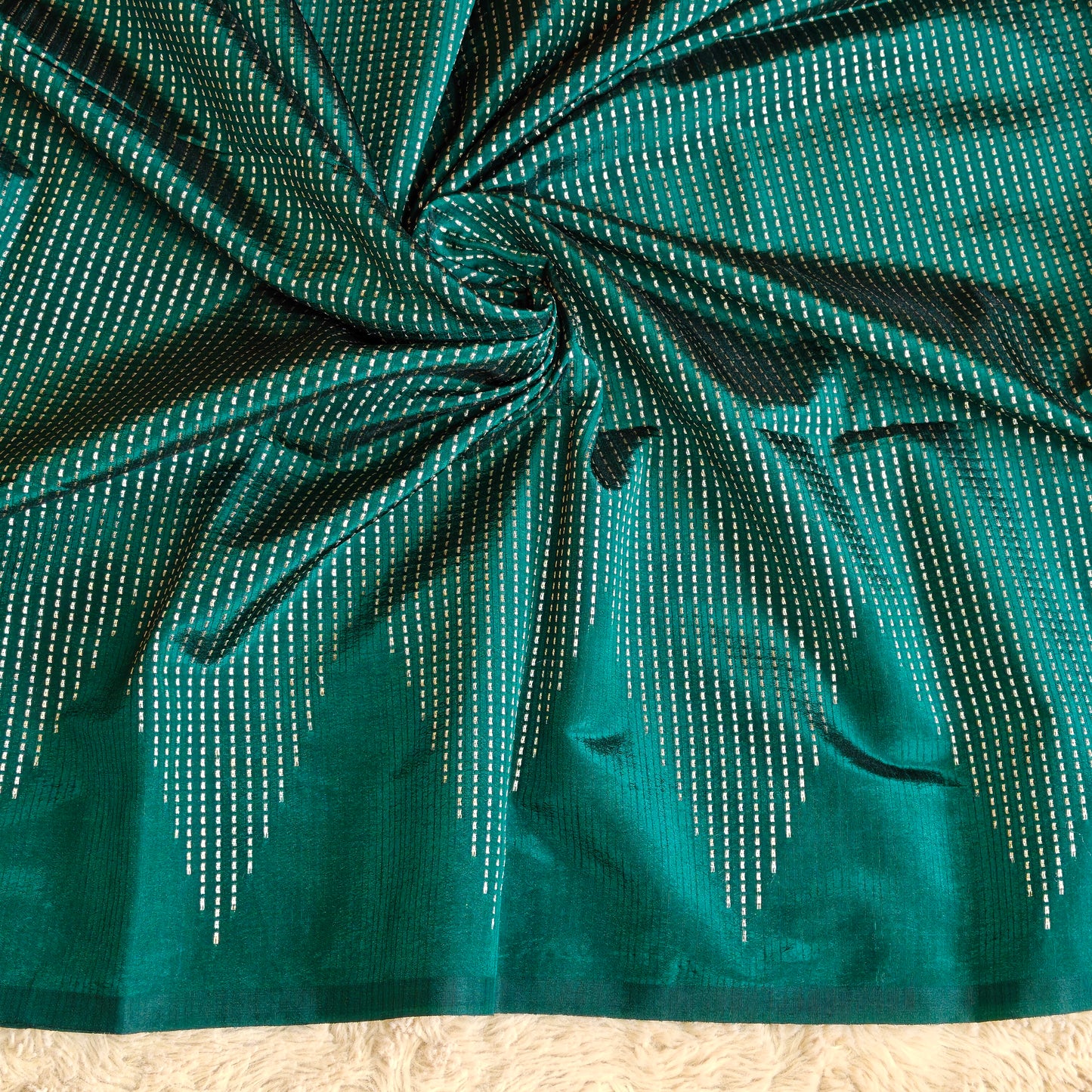 Bottle green semi silk saree
