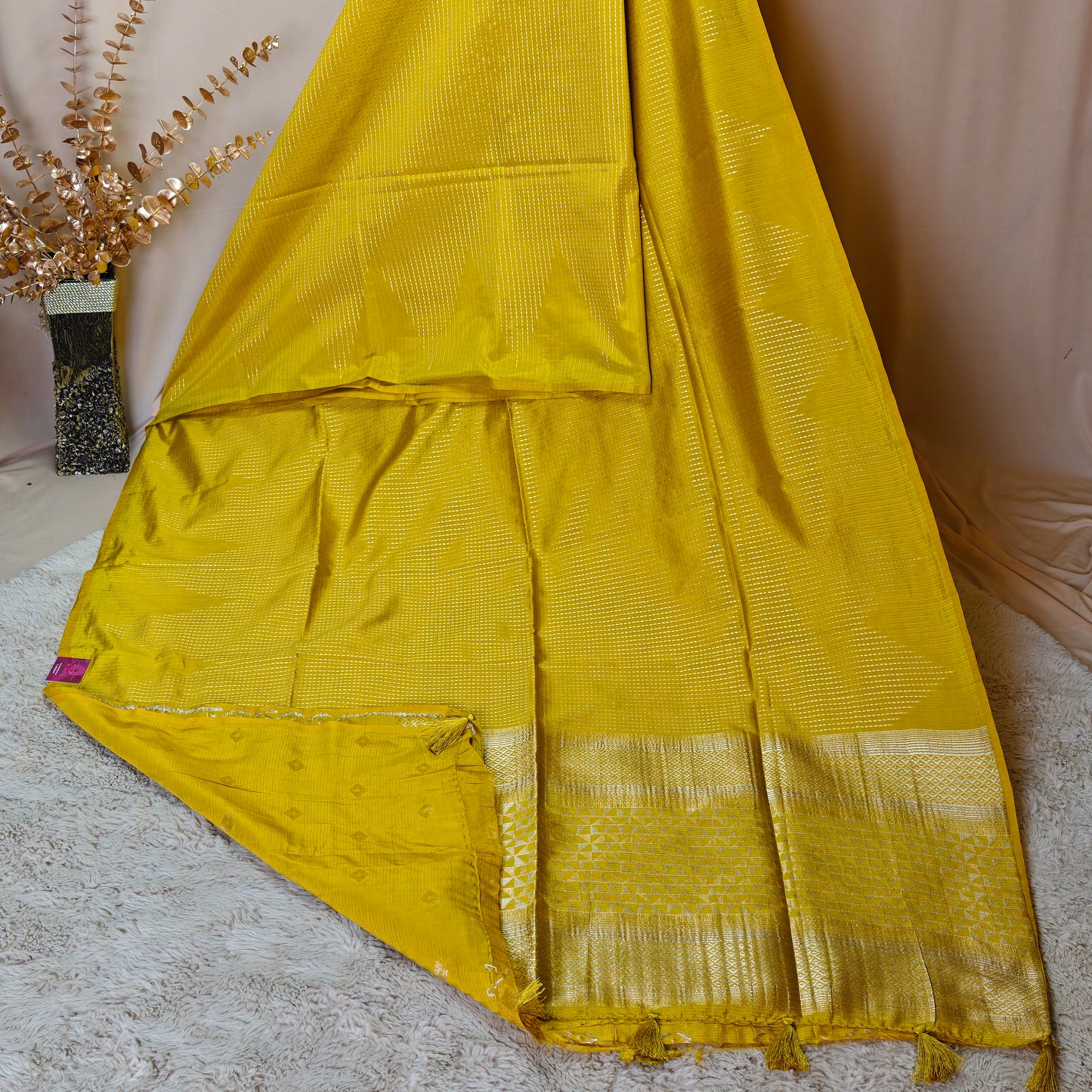 Yellow semi silk saree