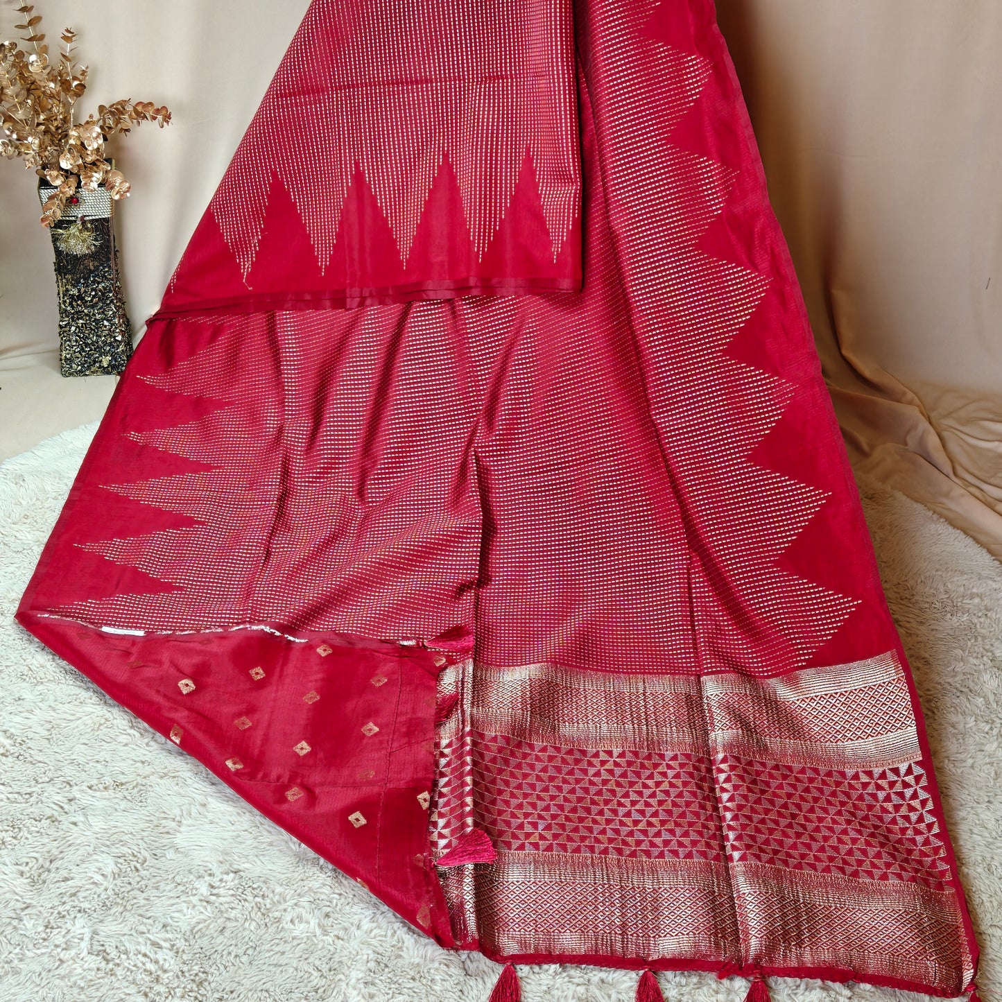 Maroon semi silk saree