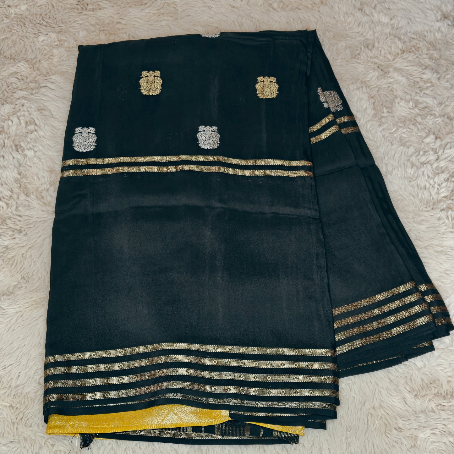Black pure viscose crepe saree