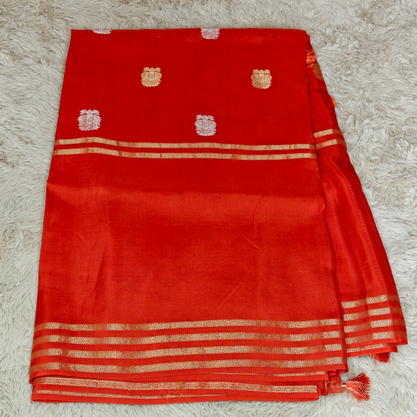 Orange pure viscose crepe saree
