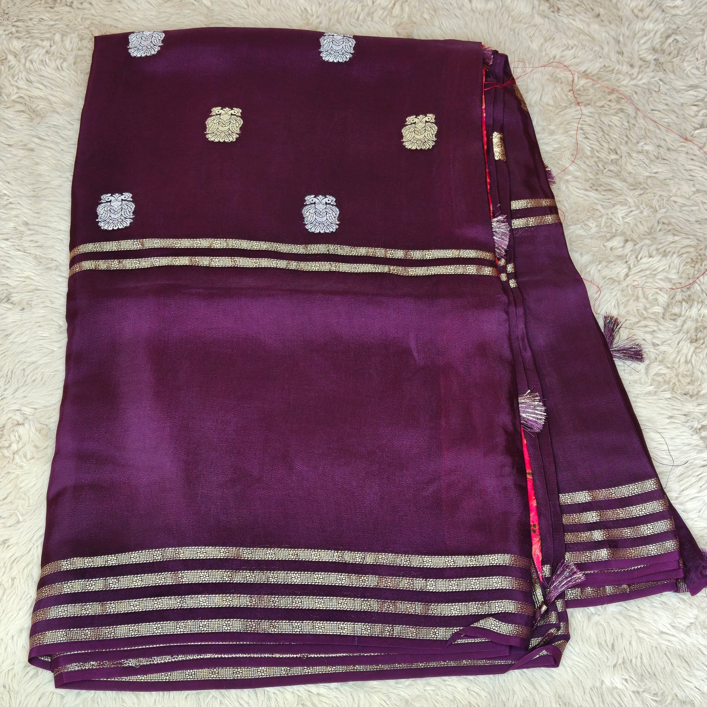 Wine colour pure viscose crepe saree