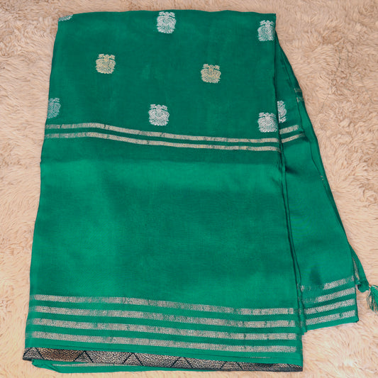 Rama green pure viscose crepe butta saree