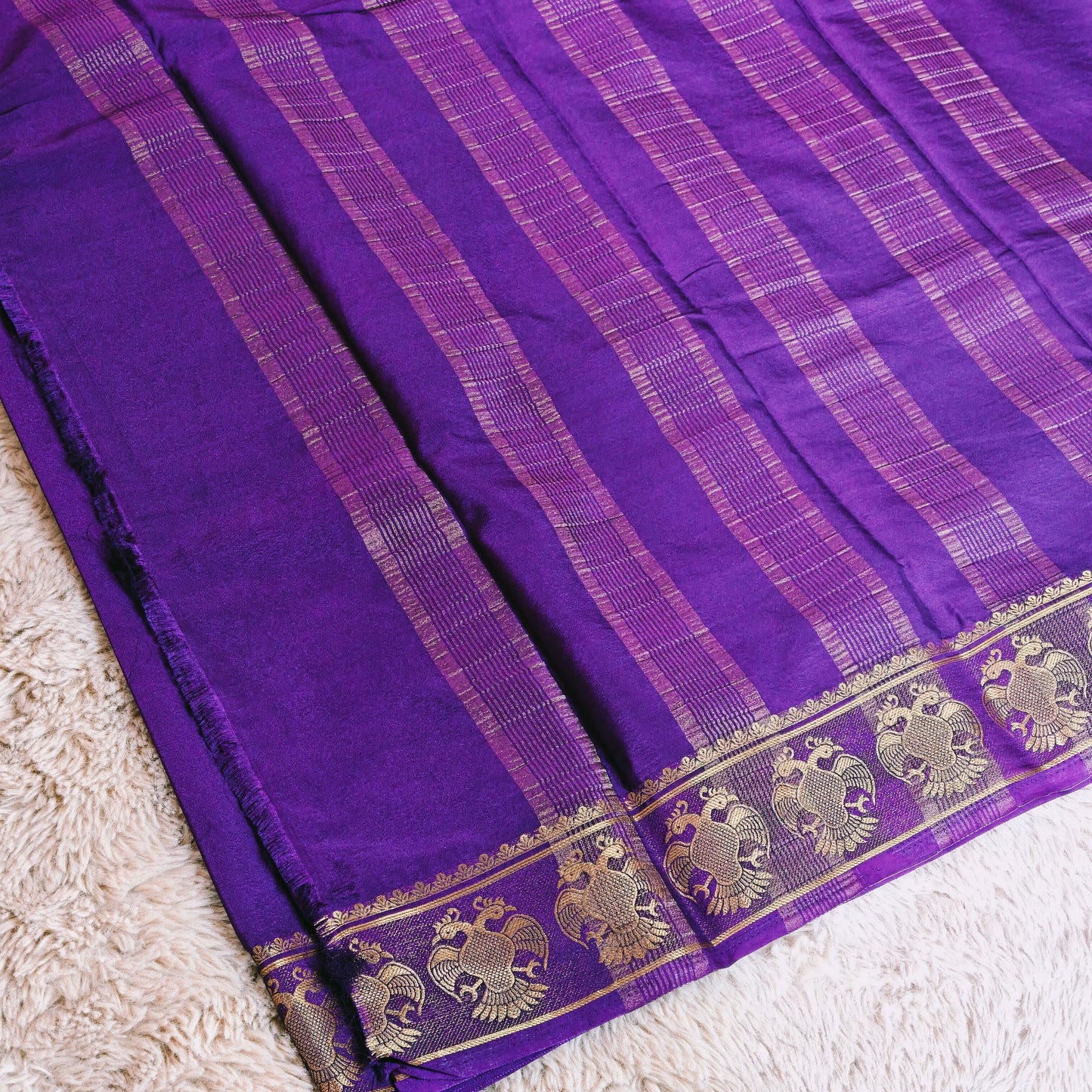 Purple semi mysore crepe saree