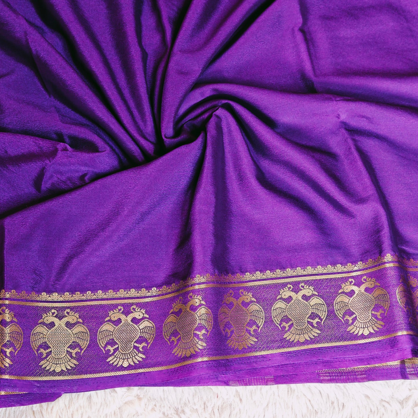 Purple semi mysore crepe saree