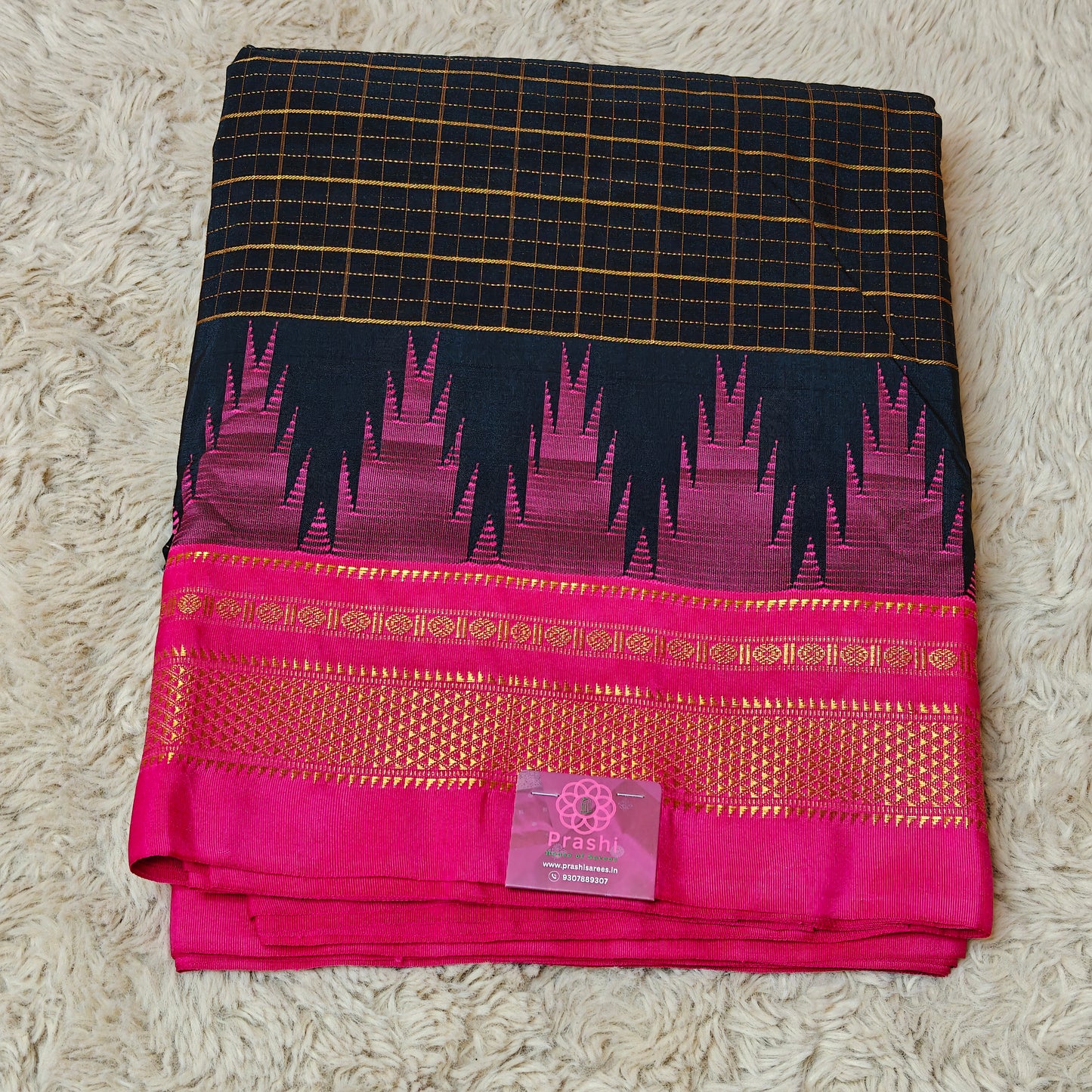 Black Ilkal cotton saree