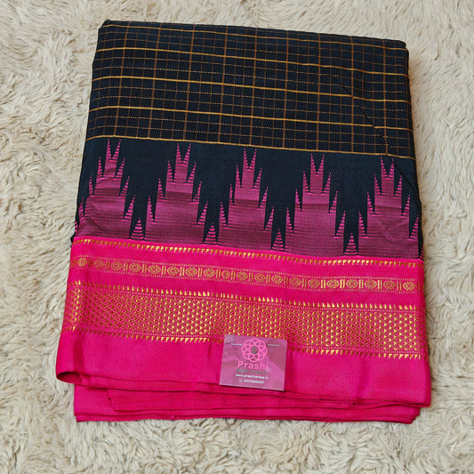 Black Ilkal cotton saree