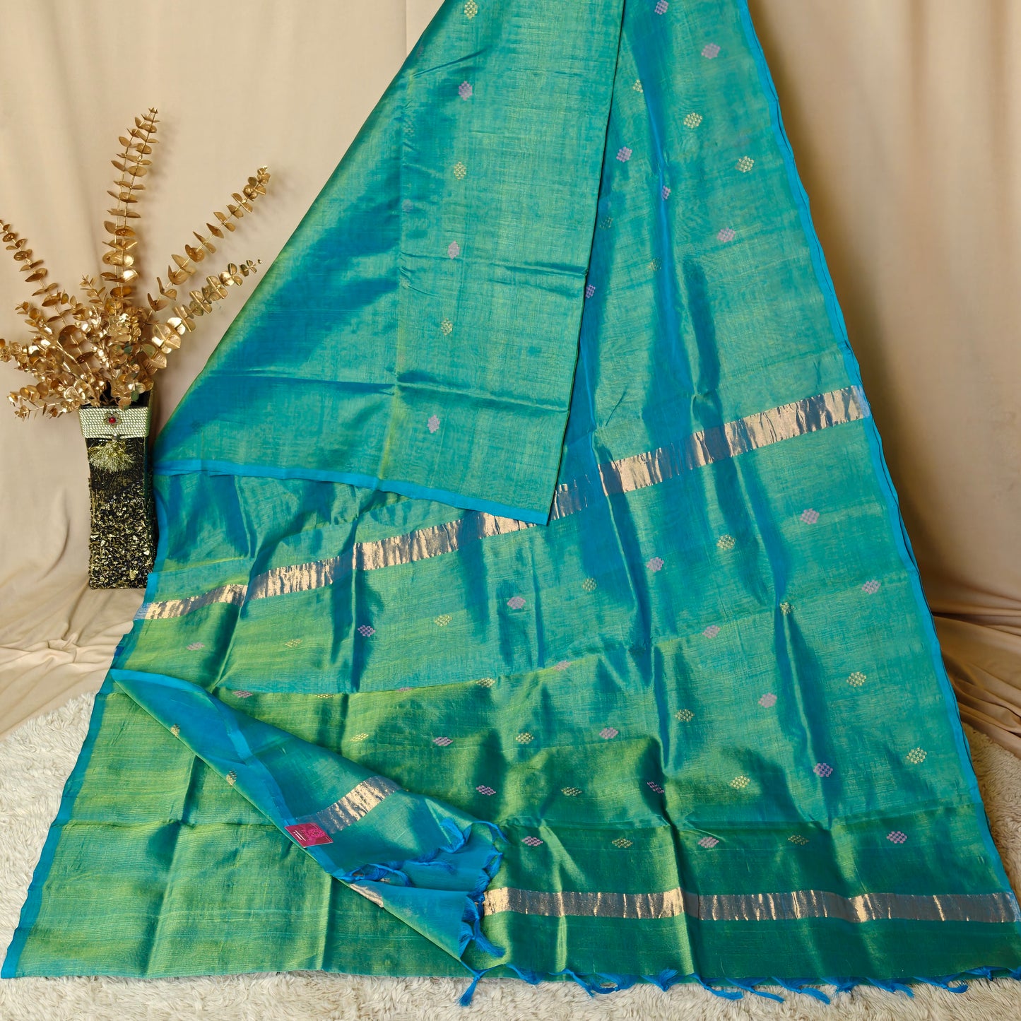 Sea blue Venkatagiri silk cotton saree