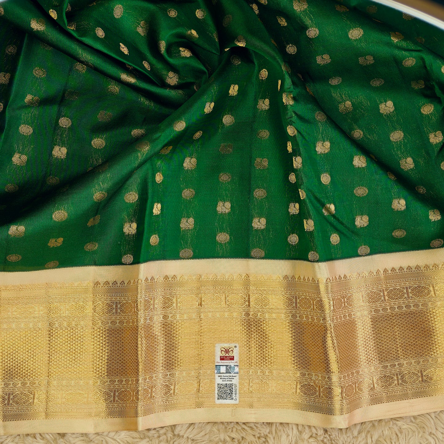 Bottle green handloom kanchivaram silk saree