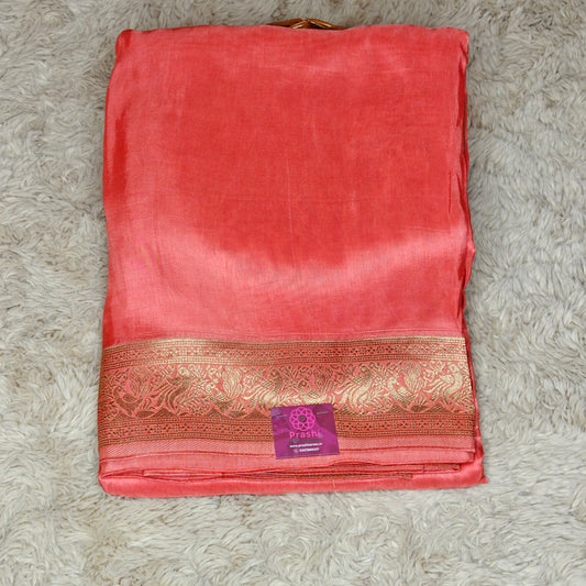 Orange plain dola silk saree