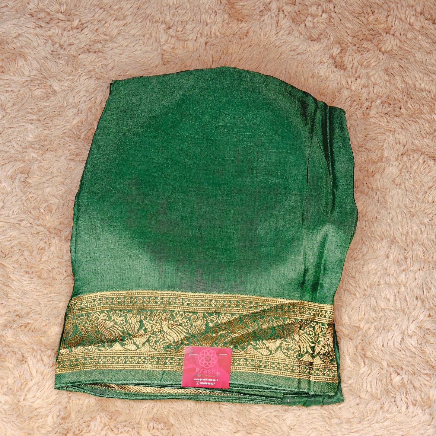 Green Dola silk plain saree