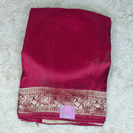 Magenta plain dola silk saree
