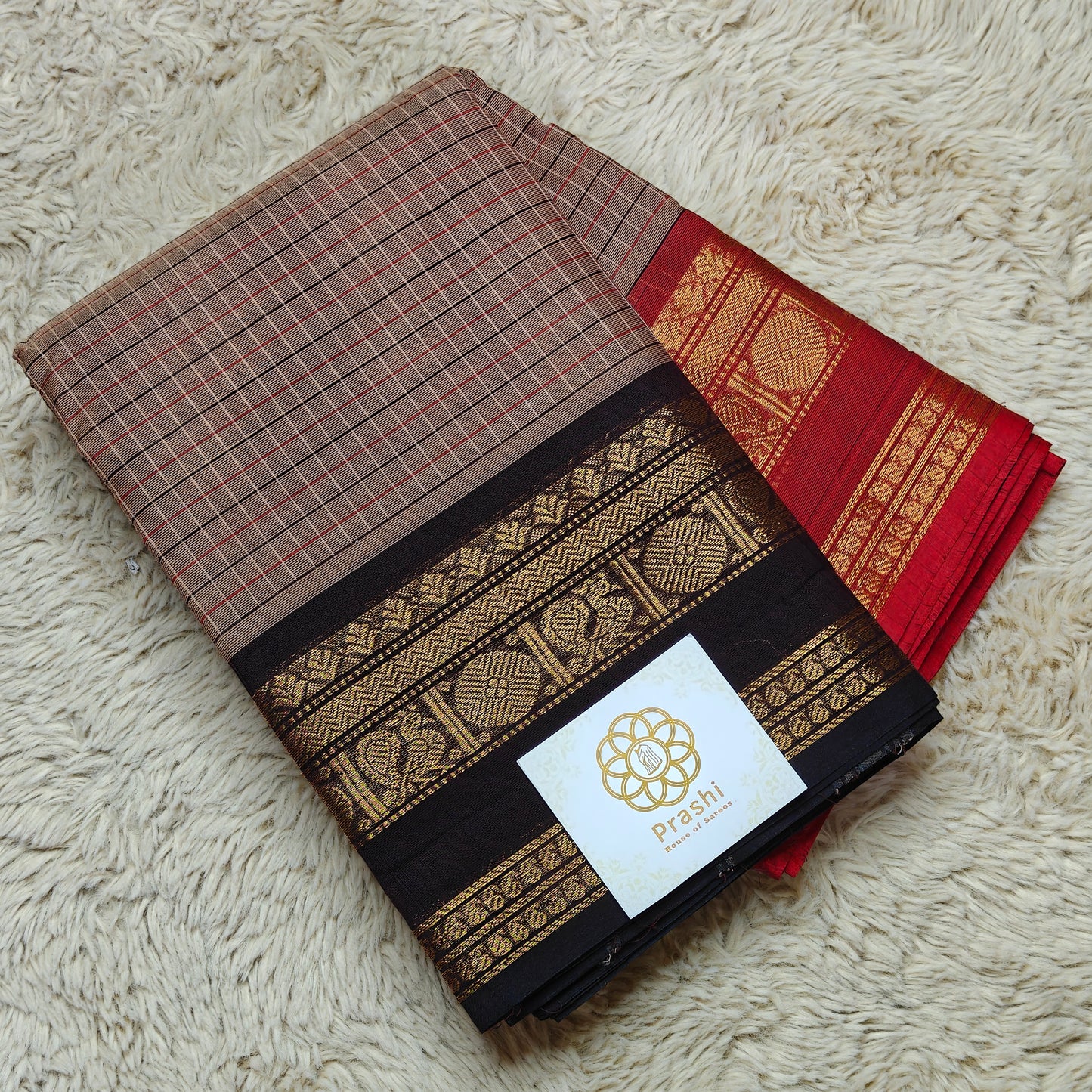 Grey kanchi cotton ganga jamuna border saree