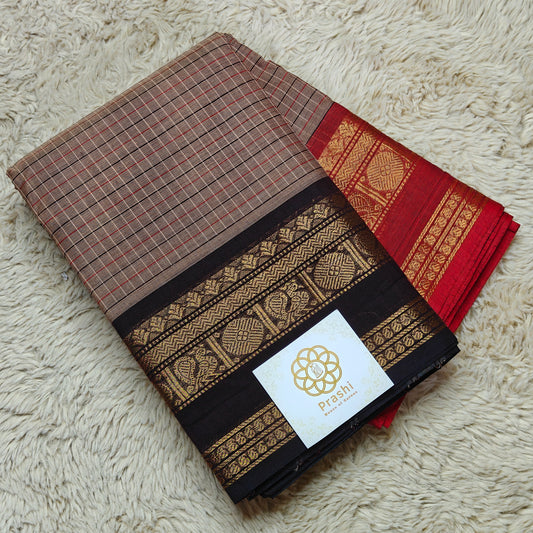 Grey kanchi cotton ganga jamuna border saree