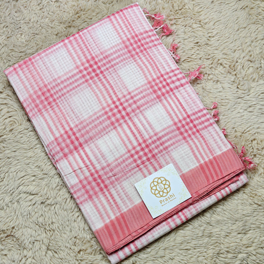 Pink Mangalagiri cotton saree