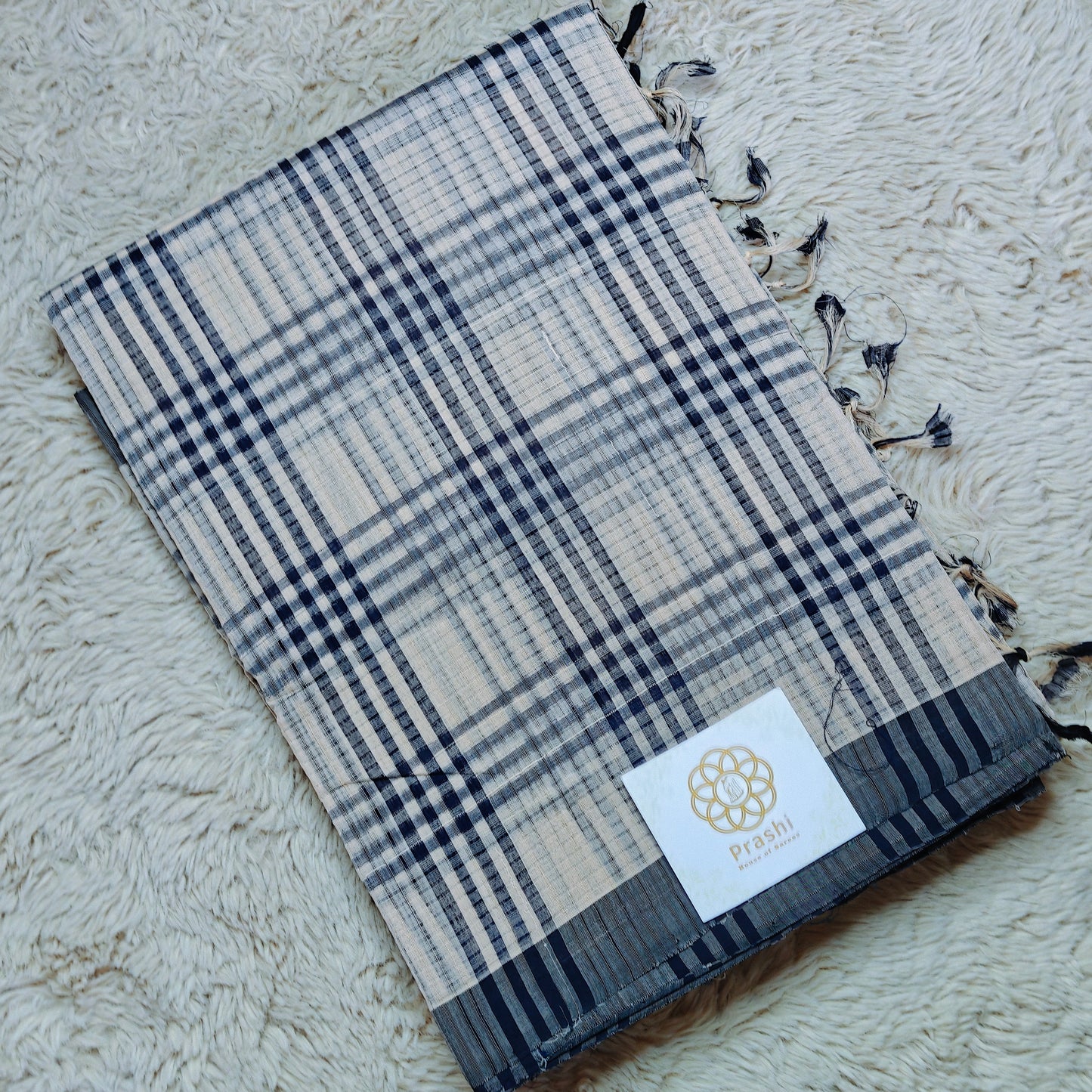 Navy blue Mangalagiri cotton saree