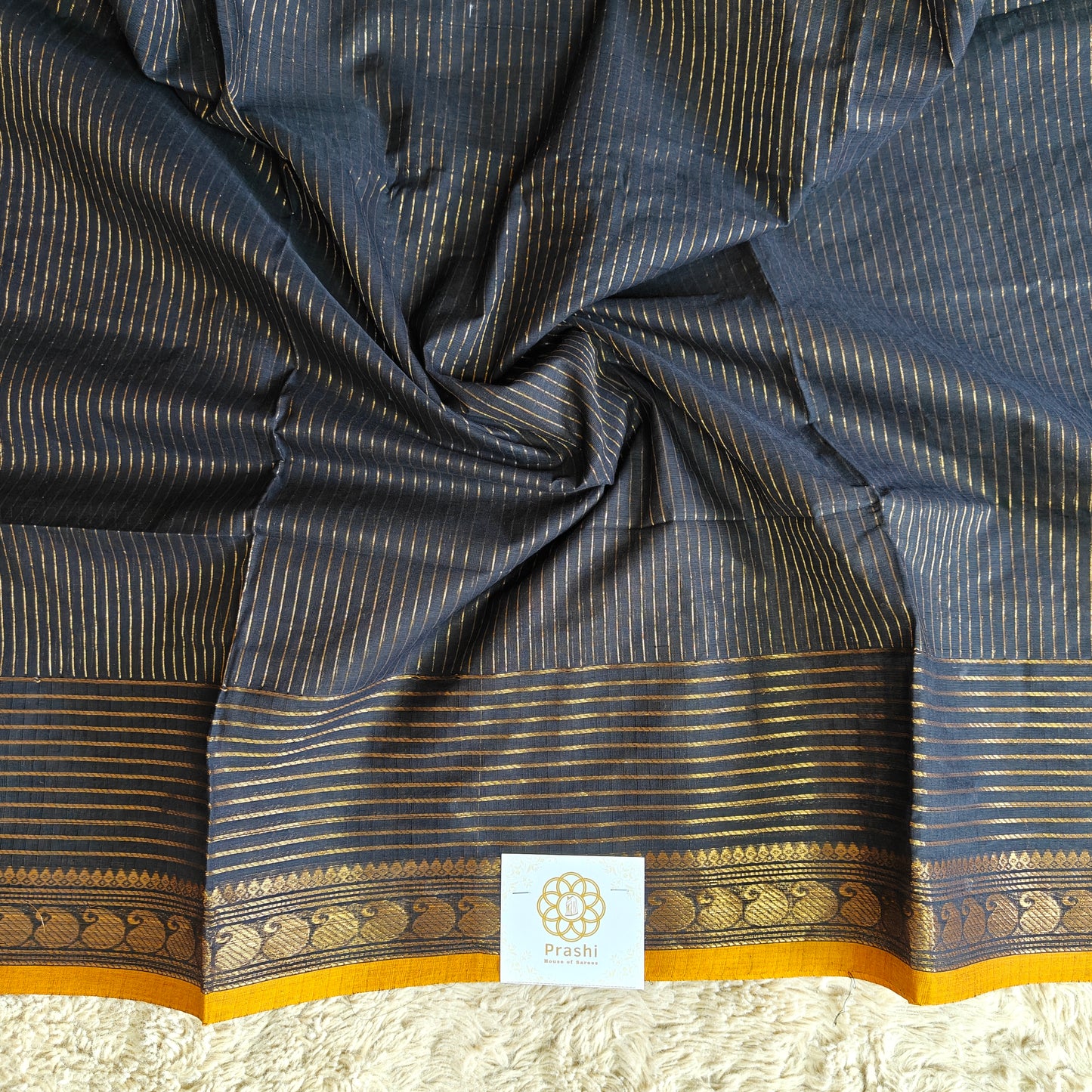 Black kanchi cotton saree