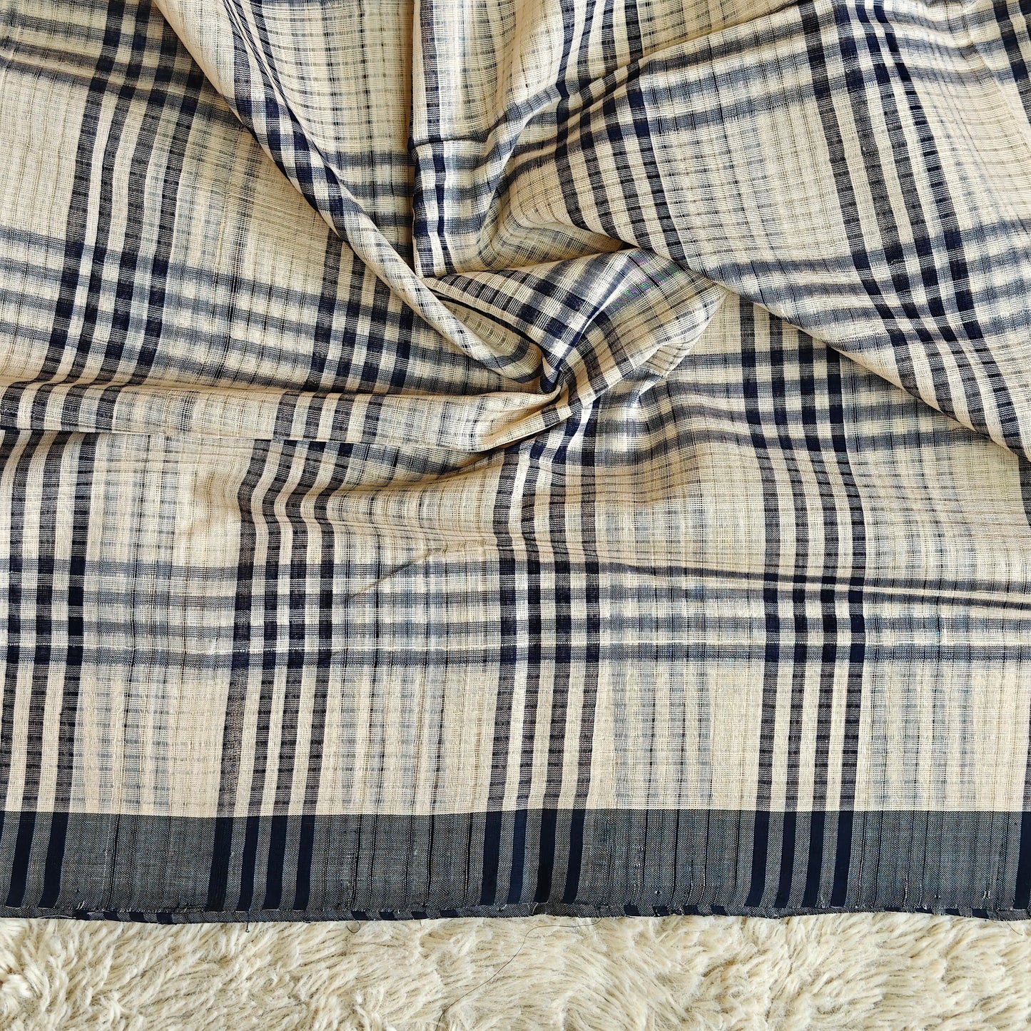 Navy blue Mangalagiri cotton saree