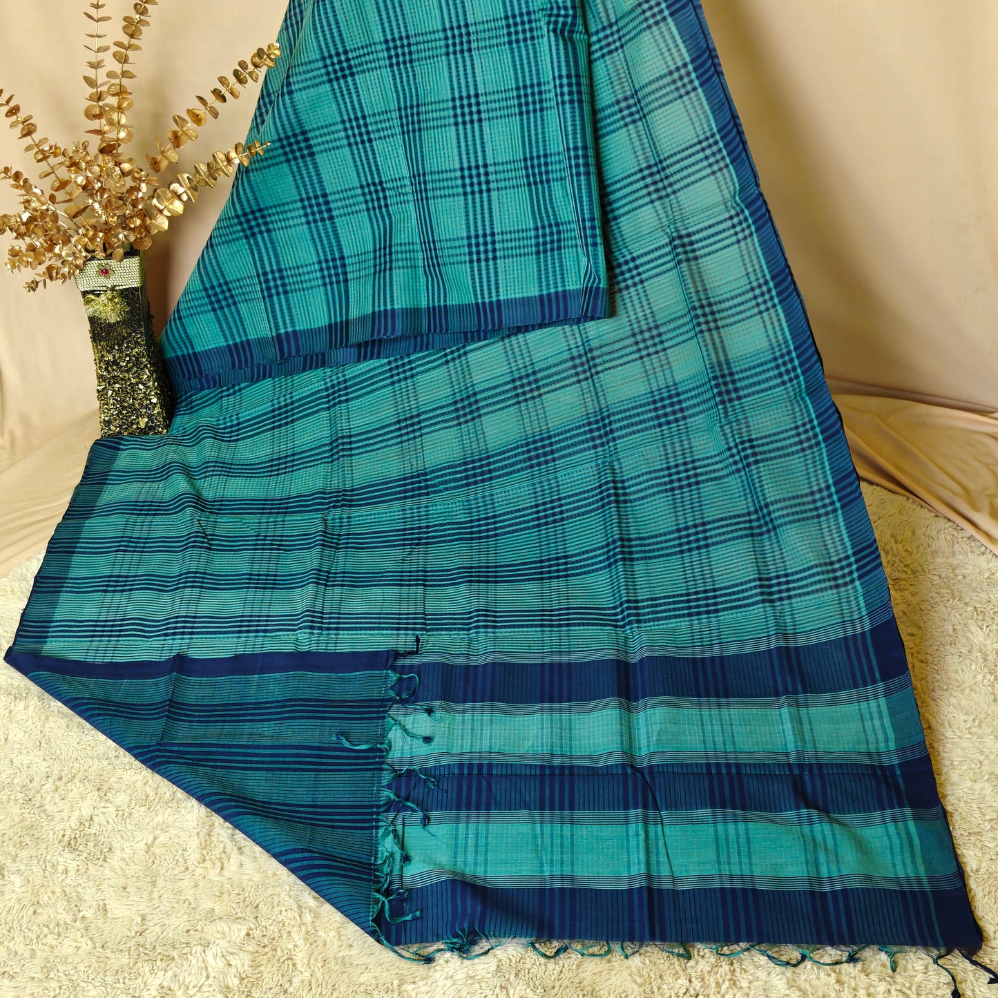 Rama blue Mangalagiri cotton saree