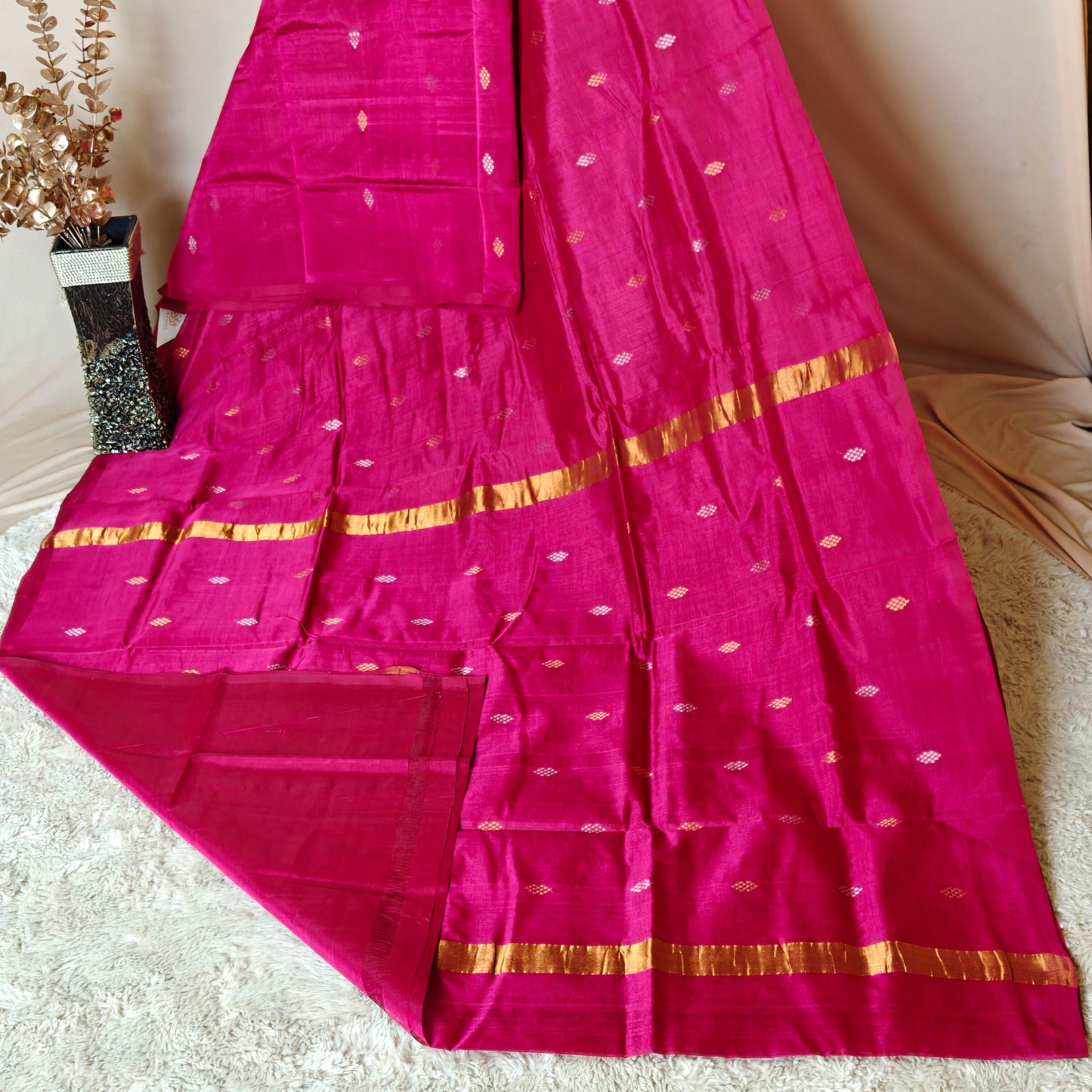Magenta Pure handloom venkatagiri silk cotton saree