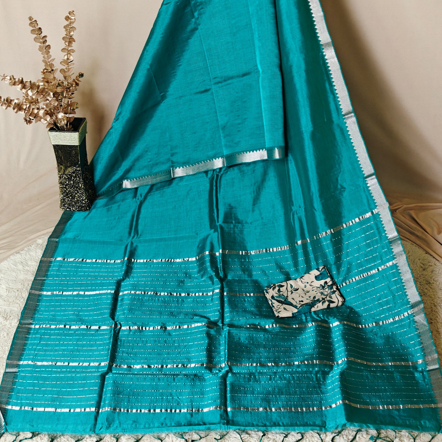 Rama blue Managalagiri nizam border saree
