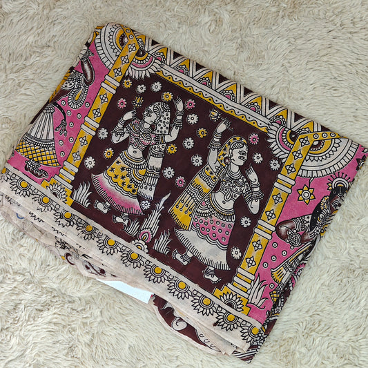 Half-white kalamkari chennur silk saree