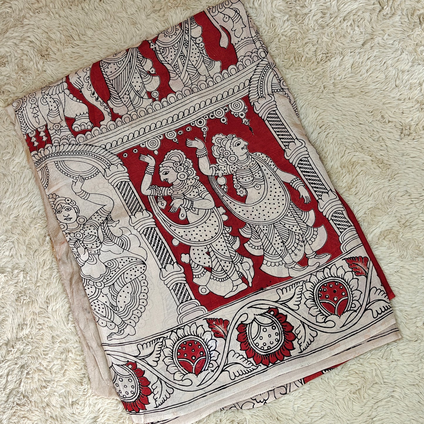 RED kalamkari chennur silk saree