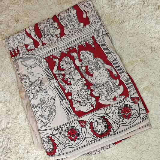 RED kalamkari chennur silk saree