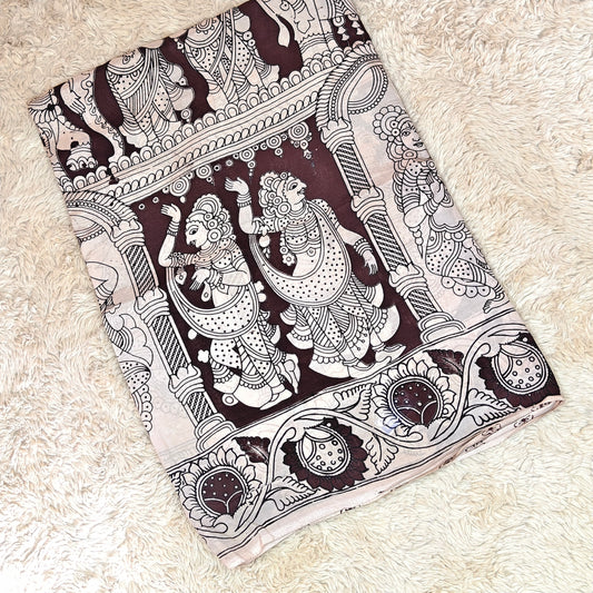 Brown kalamkari chennur silk saree