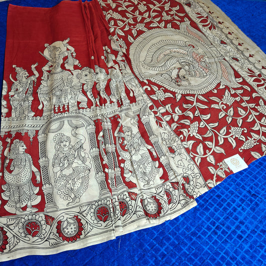RED kalamkari chennur silk saree