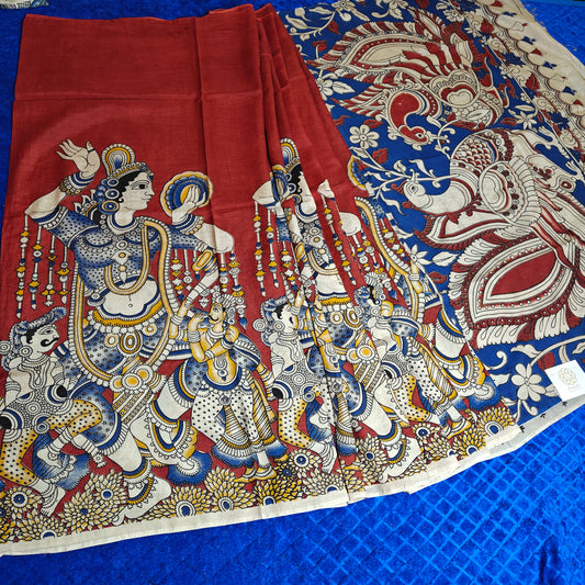 RED kalamkari chennur silk saree