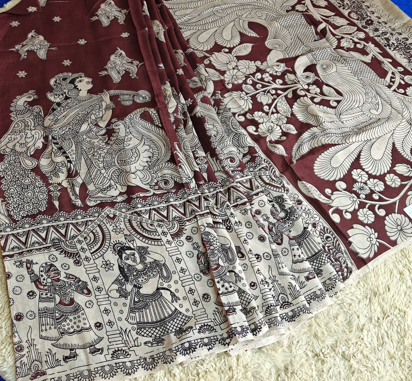 Brown kalamkari chennur silk saree