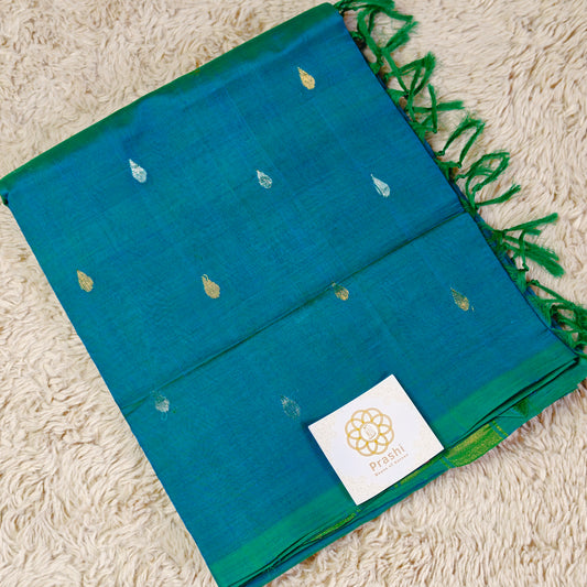 Blue dual tone handloom venkatagiri silk cotton saree