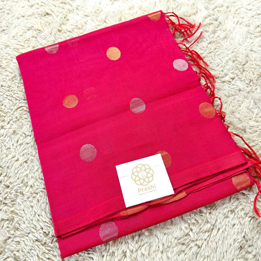Red dual tone handloom venkatagiri silk cotton saree