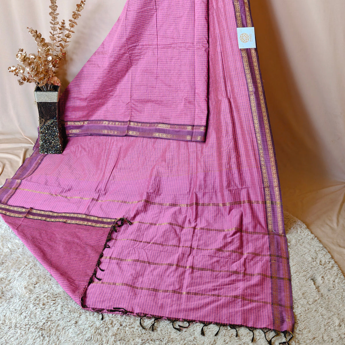 Onion pink arani cotton saree