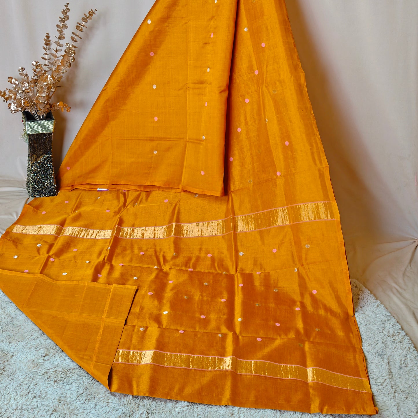 mustared yellow dual tone handloom venkatagiri silk cotton saree