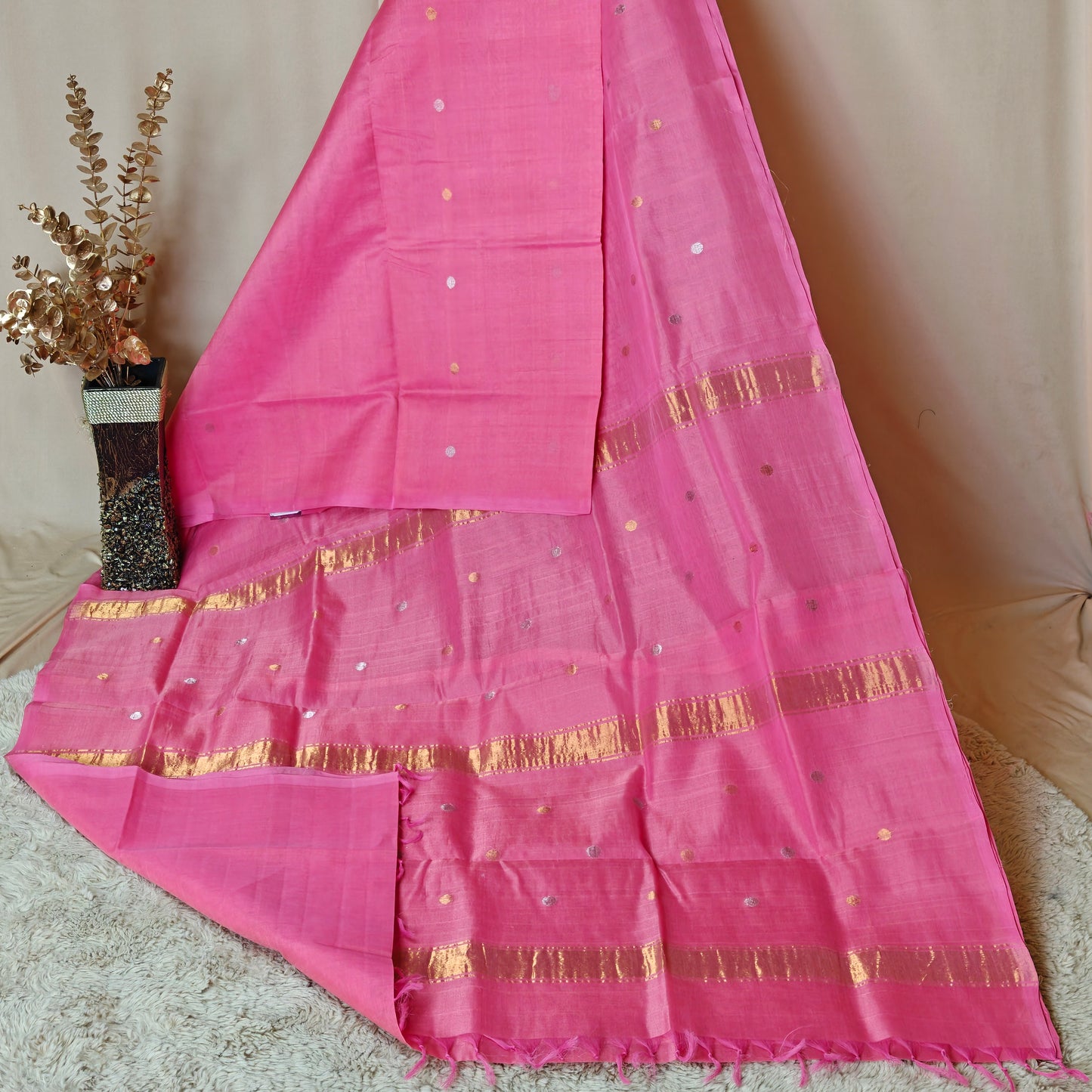 Baby Pink dual tone handloom venkatagiri silk cotton saree
