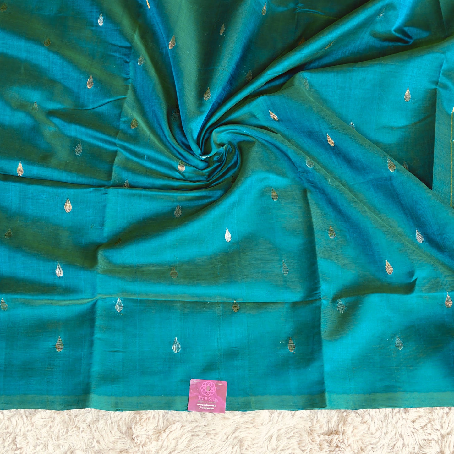 Blue dual tone handloom venkatagiri silk cotton saree