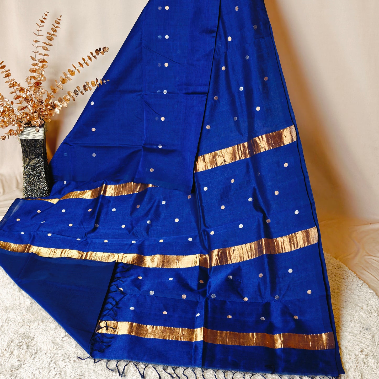 Navy blue dual tone handloom venkatagiri silk cotton saree