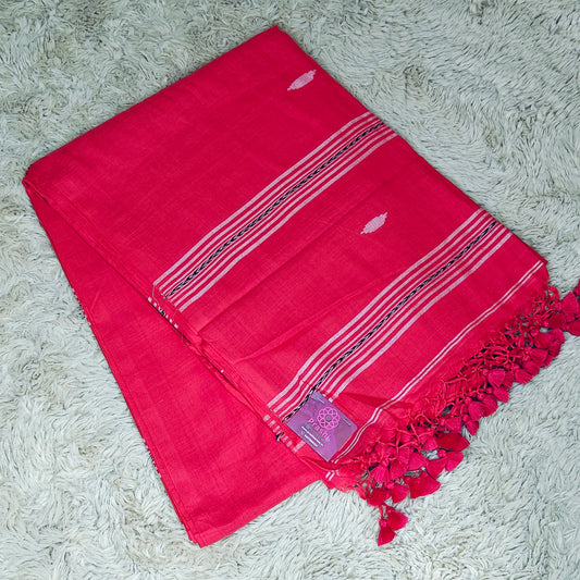 RED handloom mul cotton saree