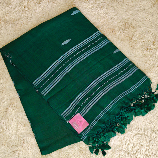 Green handloom mul cotton saree