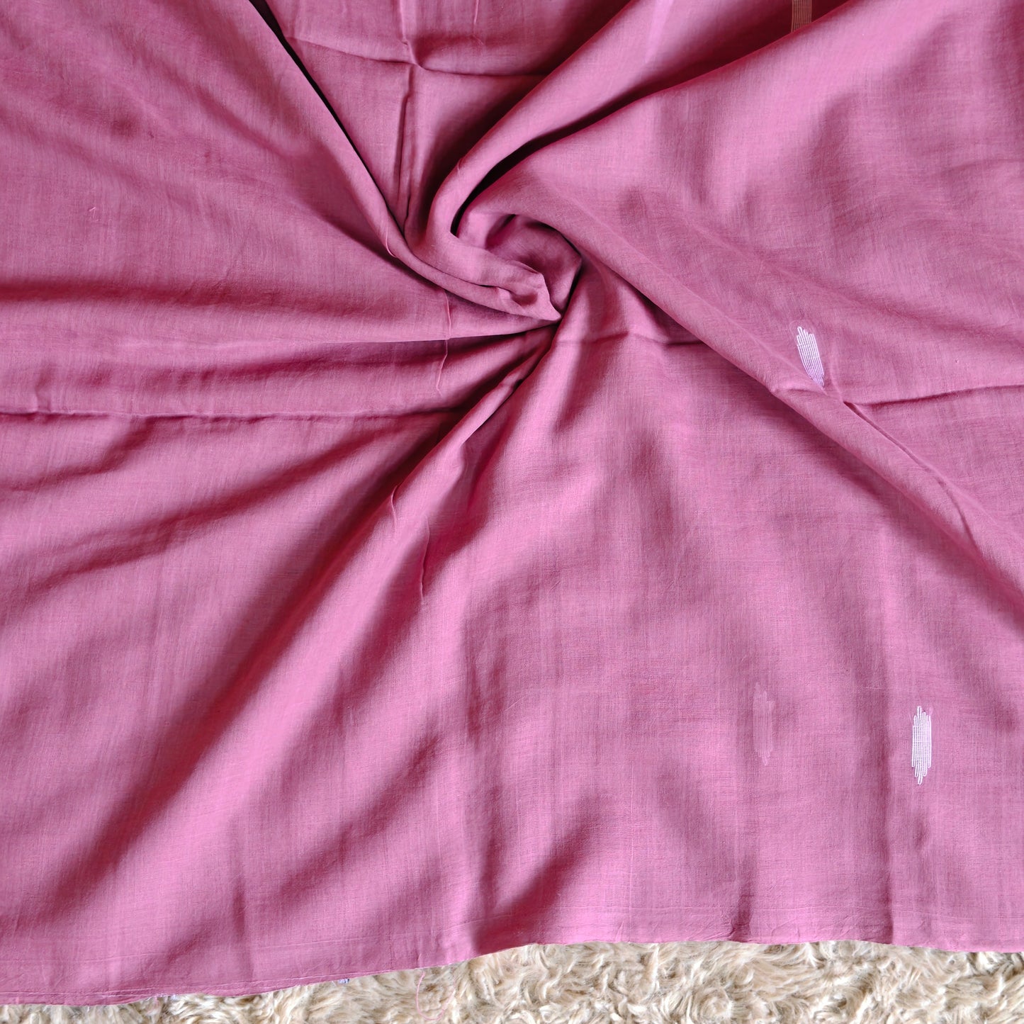Pink handloom mul cotton saree