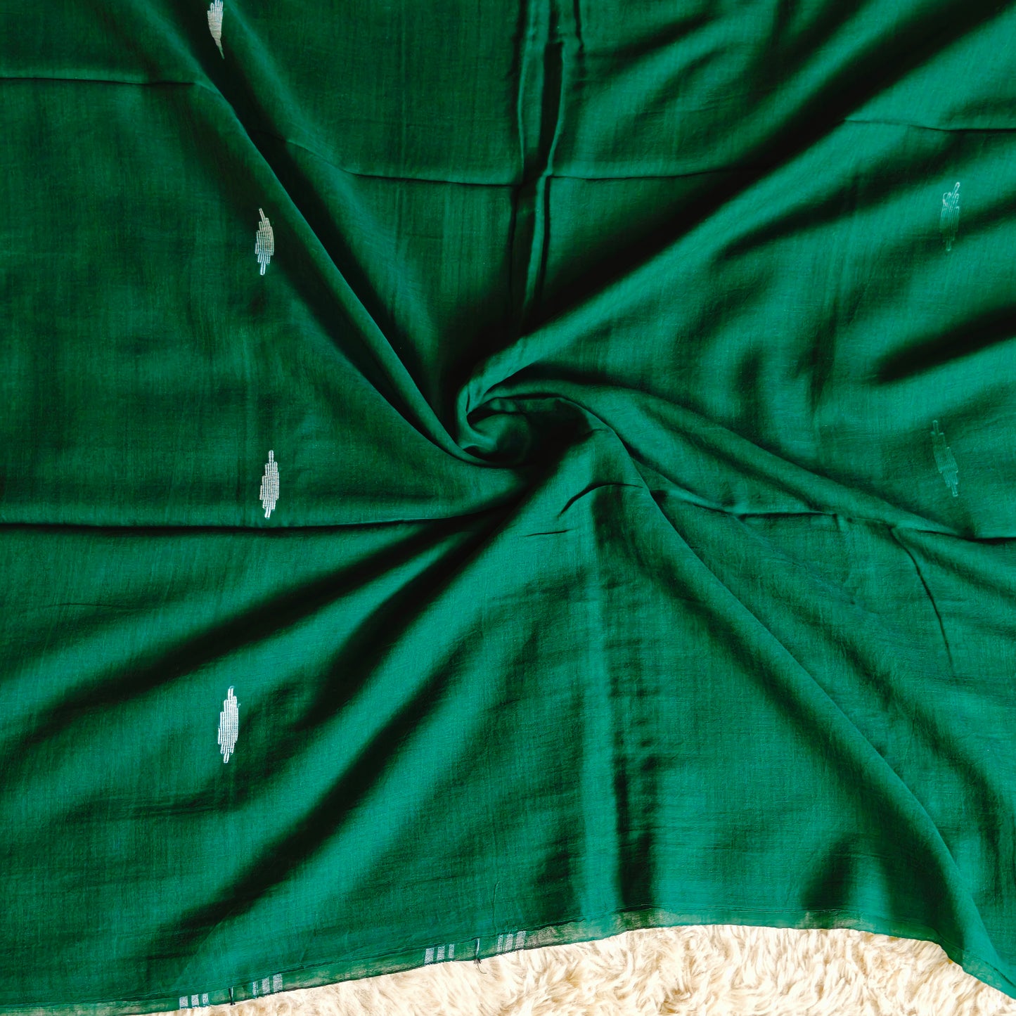 Green handloom mul cotton saree