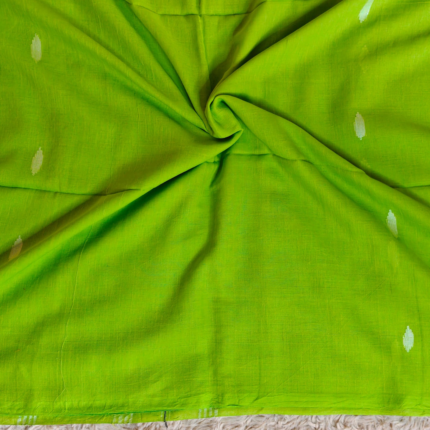 parrot Green handloom mul cotton saree